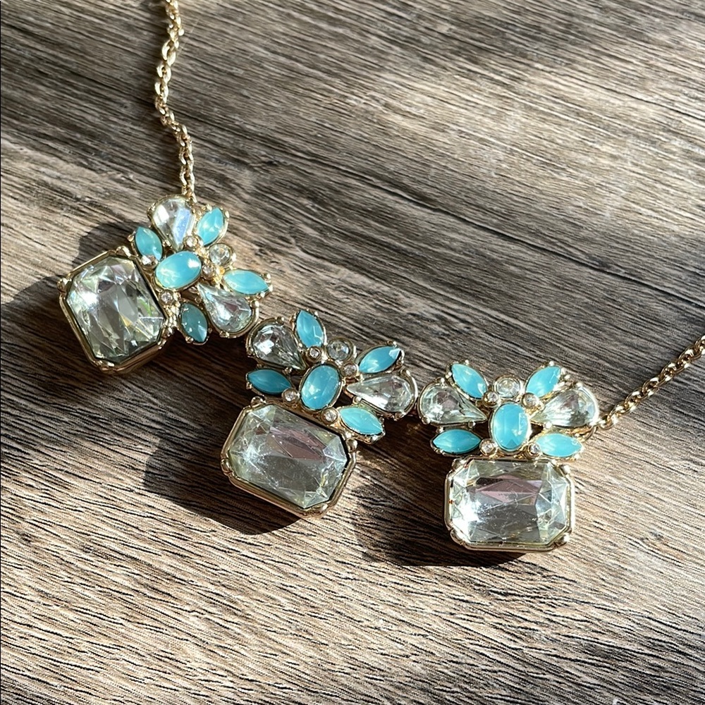 Banana Republic Gold and Aqua Blue Necklace